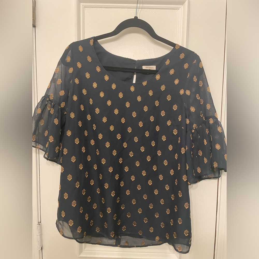 Flounce Sleeve World Market Blouse-S